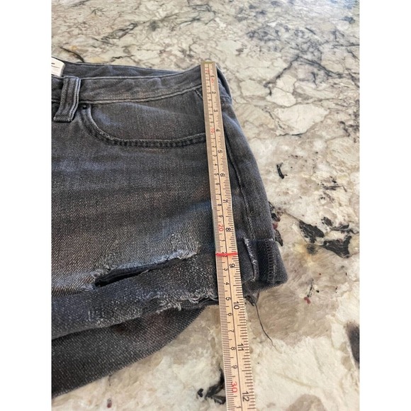 Free People We the Free Shorts Womens 28 Distressed Jean Button Fly Cuffed Gray - Picture 10 of 14